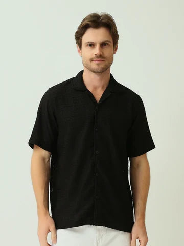 Chemise Homme en Maille Texturée à Manches Courtes - SSH25SECC16168TM1