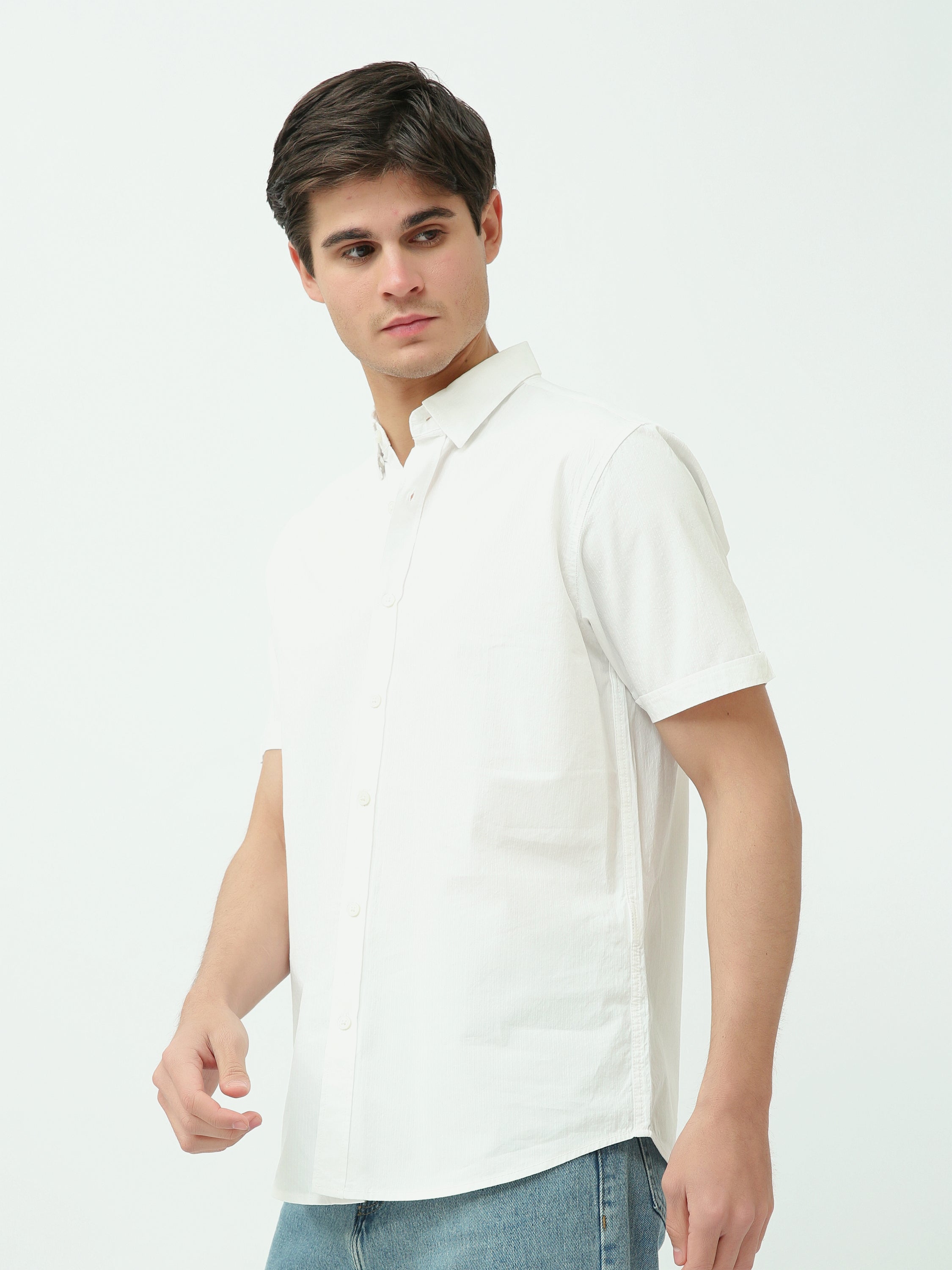 Chemise Homme Slim Fit – Couleurs Noir et Off-White – SSH25SECR16110TM1