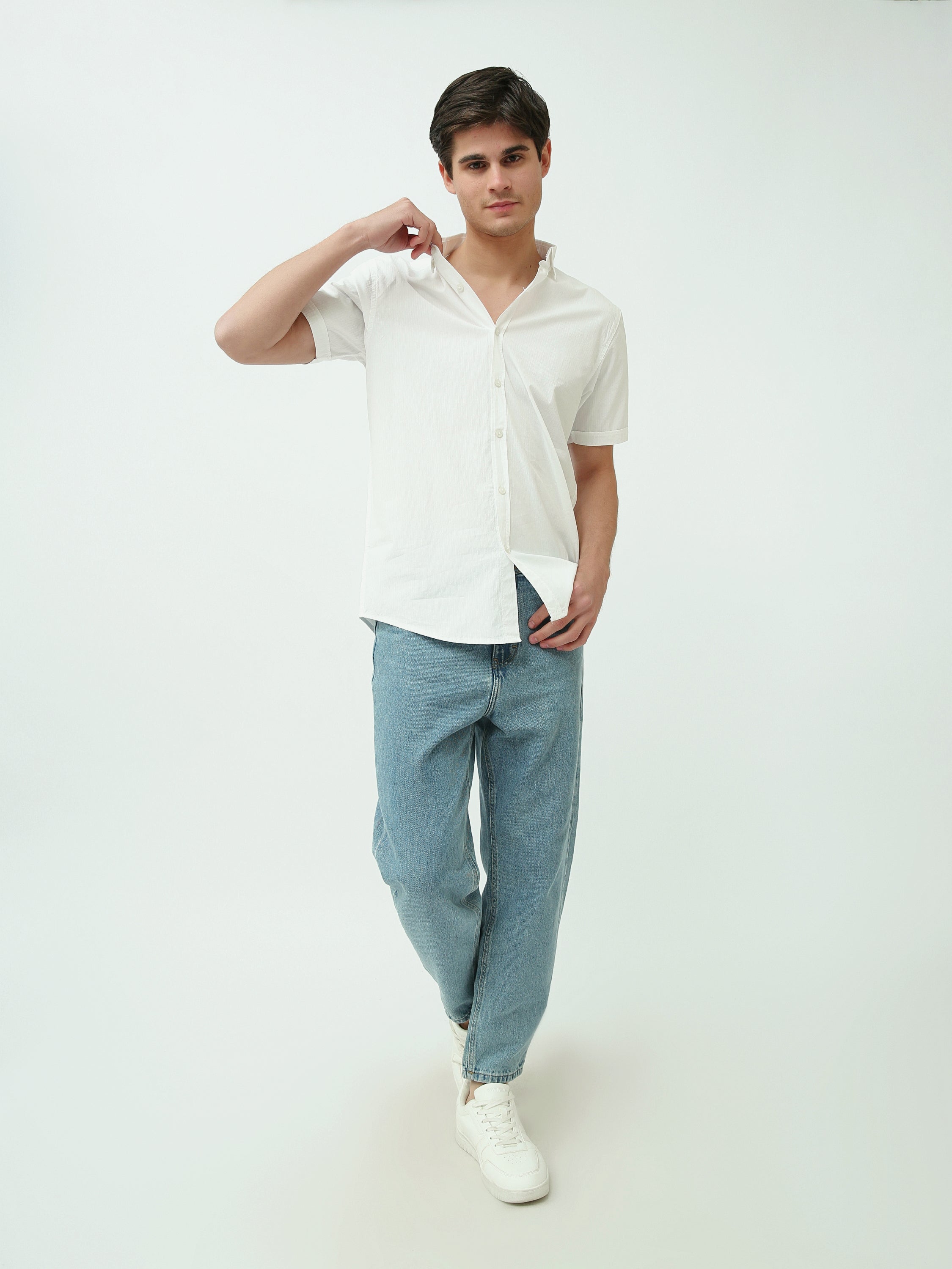 Chemise Homme Slim Fit – Couleurs Noir et Off-White – SSH25SECR16110TM1