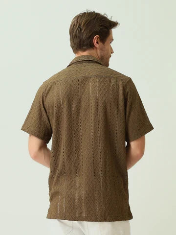 Chemise Homme en Maille Ajourée à Manches Courtes - SSH25SJCC16160TM1