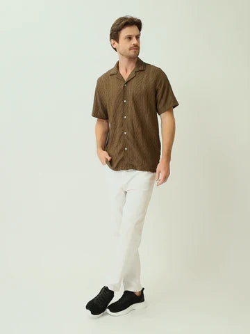Chemise Homme en Maille Ajourée à Manches Courtes - SSH25SJCC16160TM1