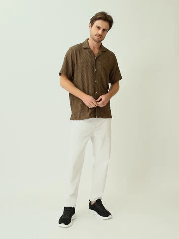 Chemise Homme en Maille Ajourée à Manches Courtes - SSH25SJCC16160TM1