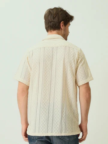Chemise Homme en Maille Ajourée à Manches Courtes - SSH25SJCC16160TM1