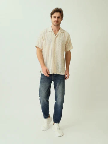 Chemise Homme en Maille Ajourée à Manches Courtes - SSH25SJCC16160TM1
