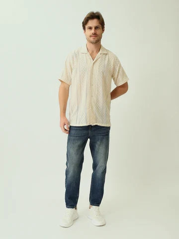 Chemise Homme en Maille Ajourée à Manches Courtes - SSH25SJCC16160TM1