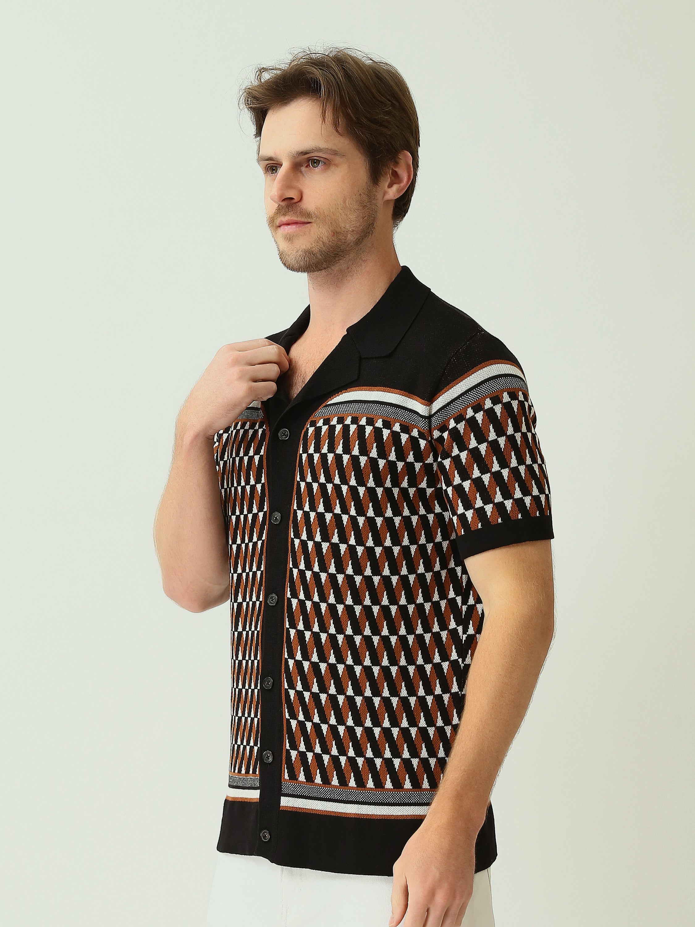 Chemise pour homme à manches courtes avec un design géométrique unique - SSH25SJXC21959TM1