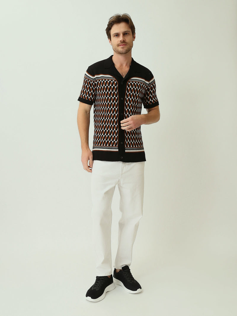 Chemise pour homme à manches courtes avec un design géométrique unique - SSH25SJXC21959TM1