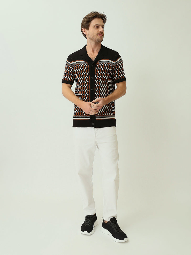 Chemise pour homme à manches courtes avec un design géométrique unique - SSH25SJXC21959TM1