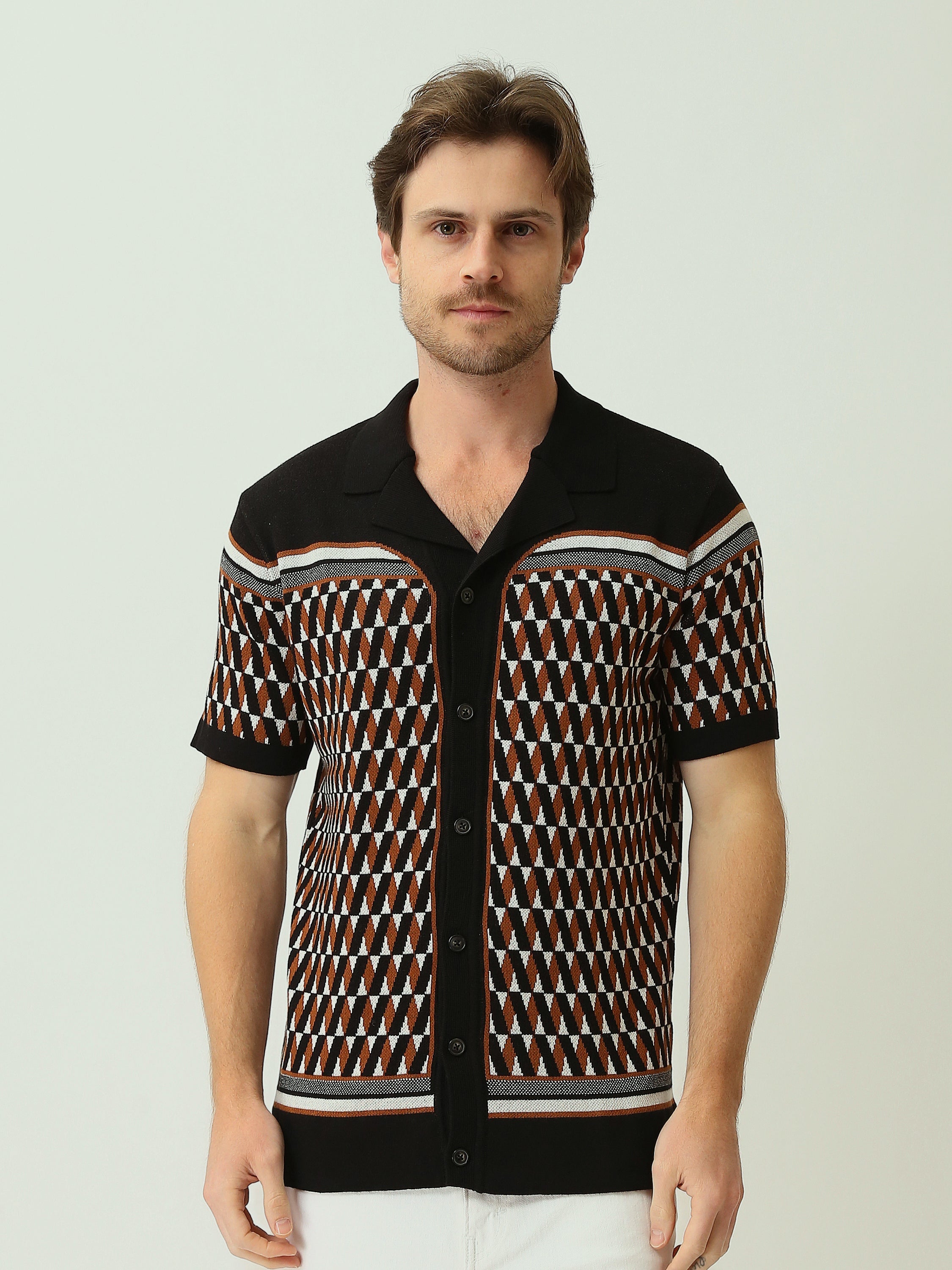 Chemise pour homme à manches courtes avec un design géométrique unique - SSH25SJXC21959TM1