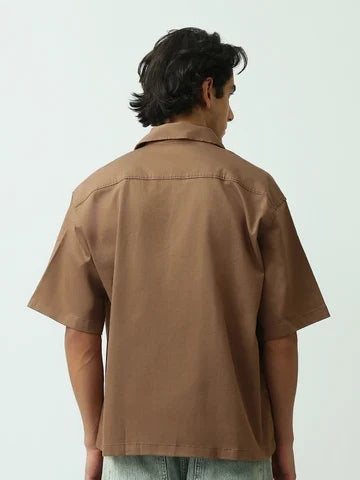 Chemise Homme Manches Courtes à Imprimé Flamme – Style Urbain - SSH25SPCC16176TM1