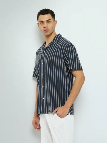 Chemise Homme Rayée à Manches Courtes et Col Classique - SSH25SSCC16105TM1