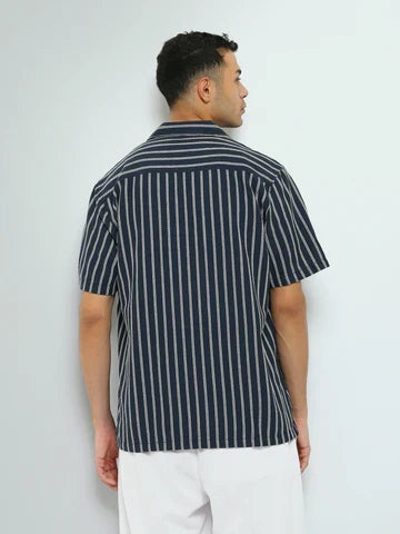 Chemise Homme Rayée à Manches Courtes et Col Classique - SSH25SSCC16105TM1