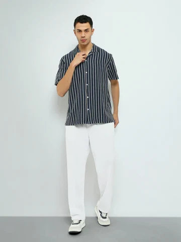 Chemise Homme Rayée à Manches Courtes et Col Classique - SSH25SSCC16105TM1