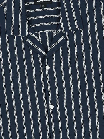 Chemise Homme Rayée à Manches Courtes et Col Classique - SSH25SSCC16105TM1