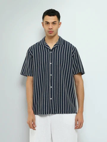 Chemise Homme Rayée à Manches Courtes et Col Classique - SSH25SSCC16105TM1