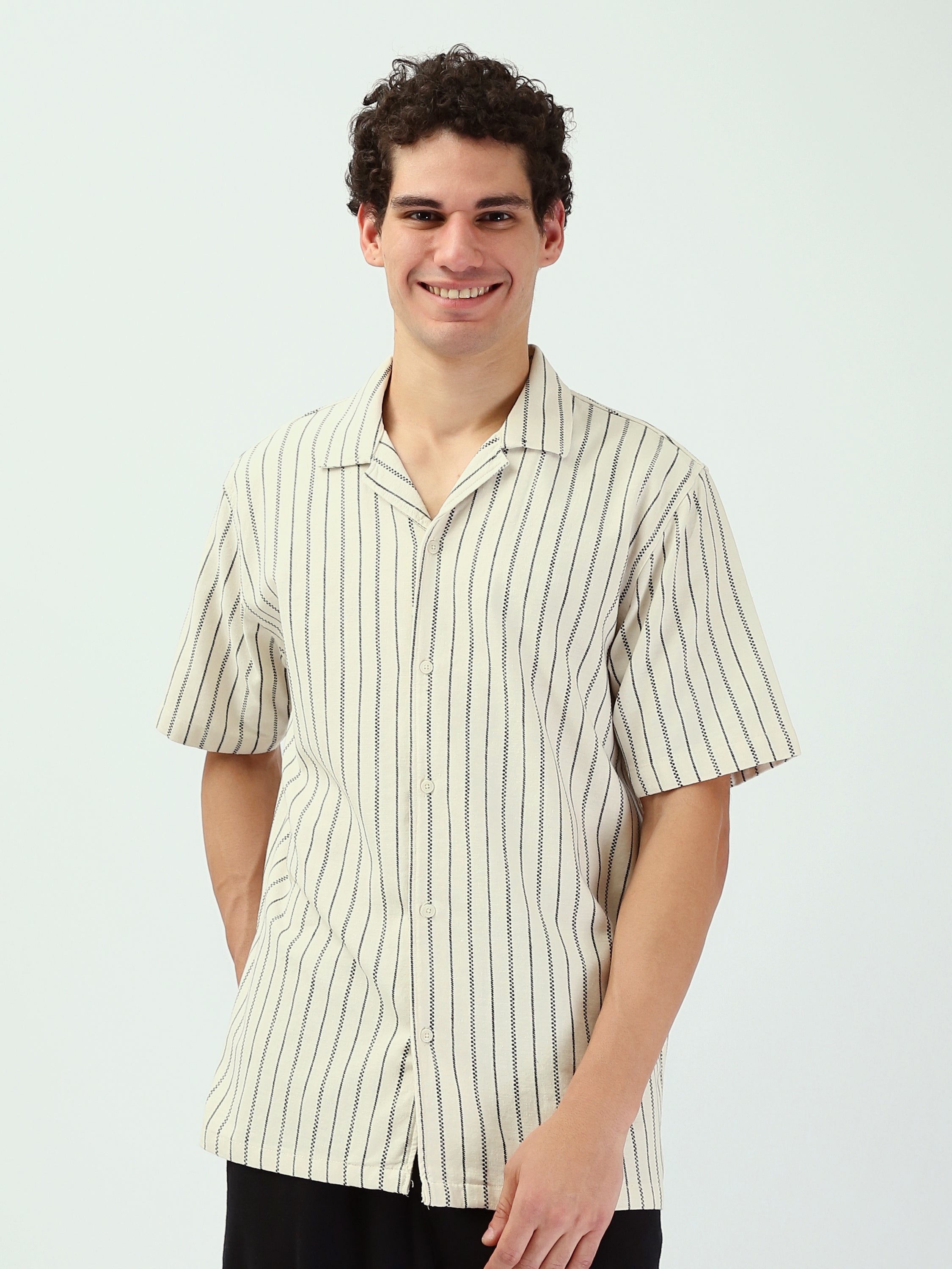 Chemise pour homme à manches courtes avec design rayé - SSH25SSCC16137TM1