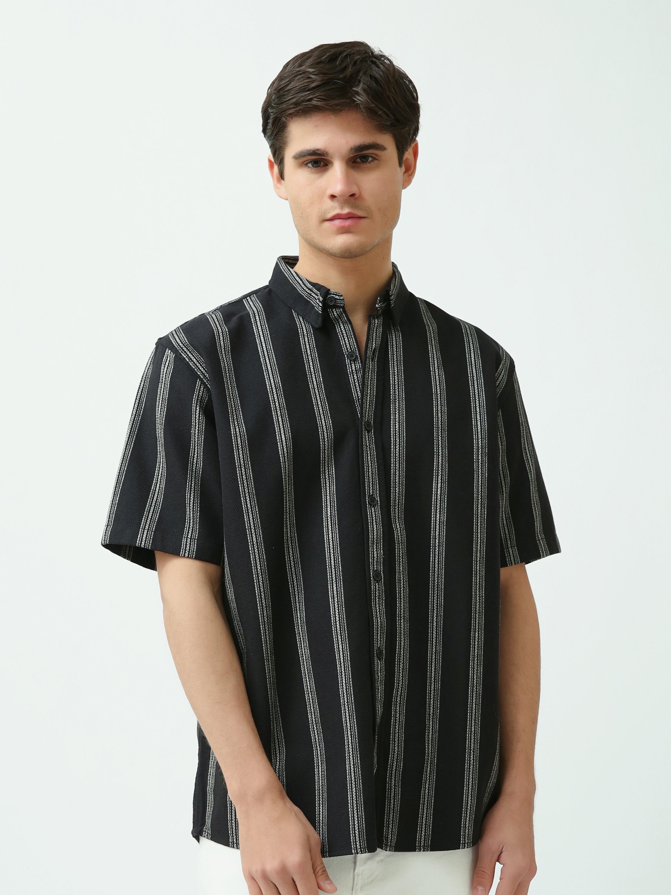 T-shirt pour hommes avec rayures horizontales et design moderne - SSH25SSCR16102TM1