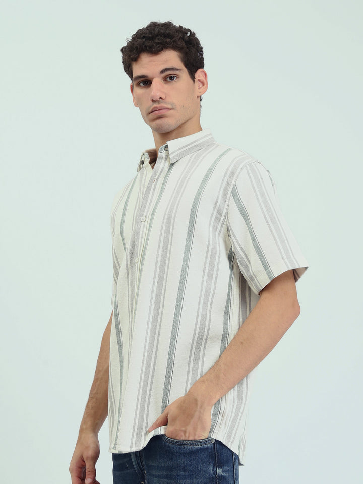 Chemise Homme à Rayures Manches Courtes - SSH25SSCR16158TM1