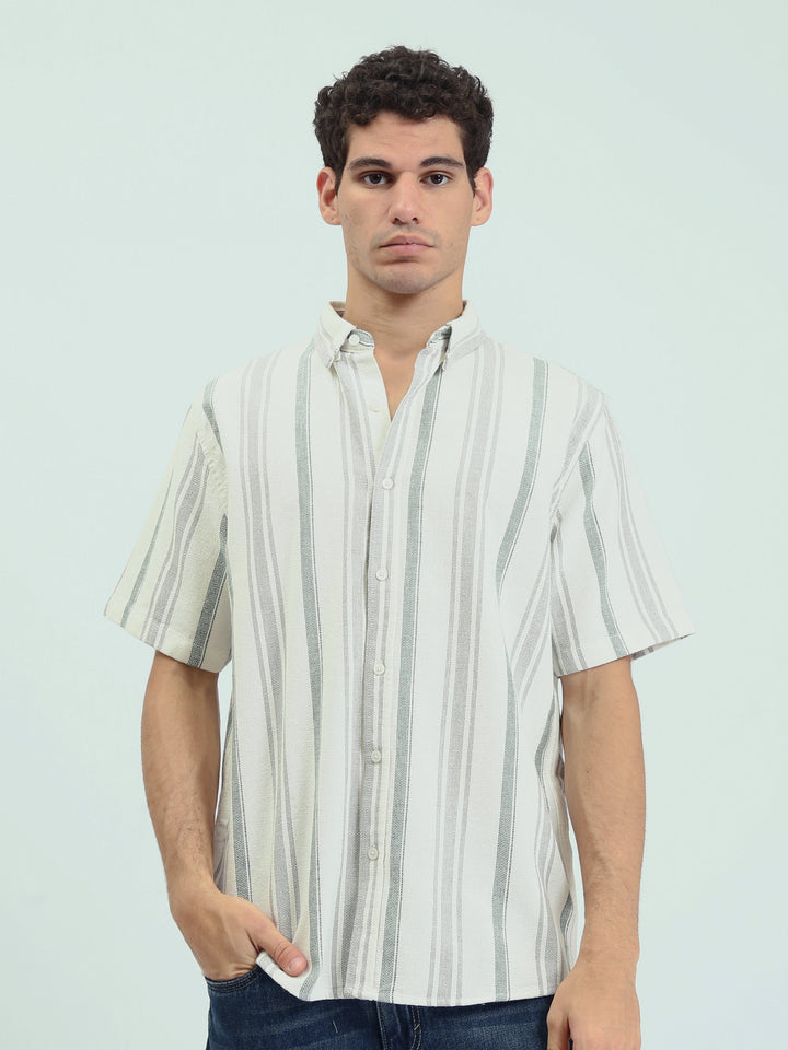 Chemise Homme à Rayures Manches Courtes - SSH25SSCR16158TM1