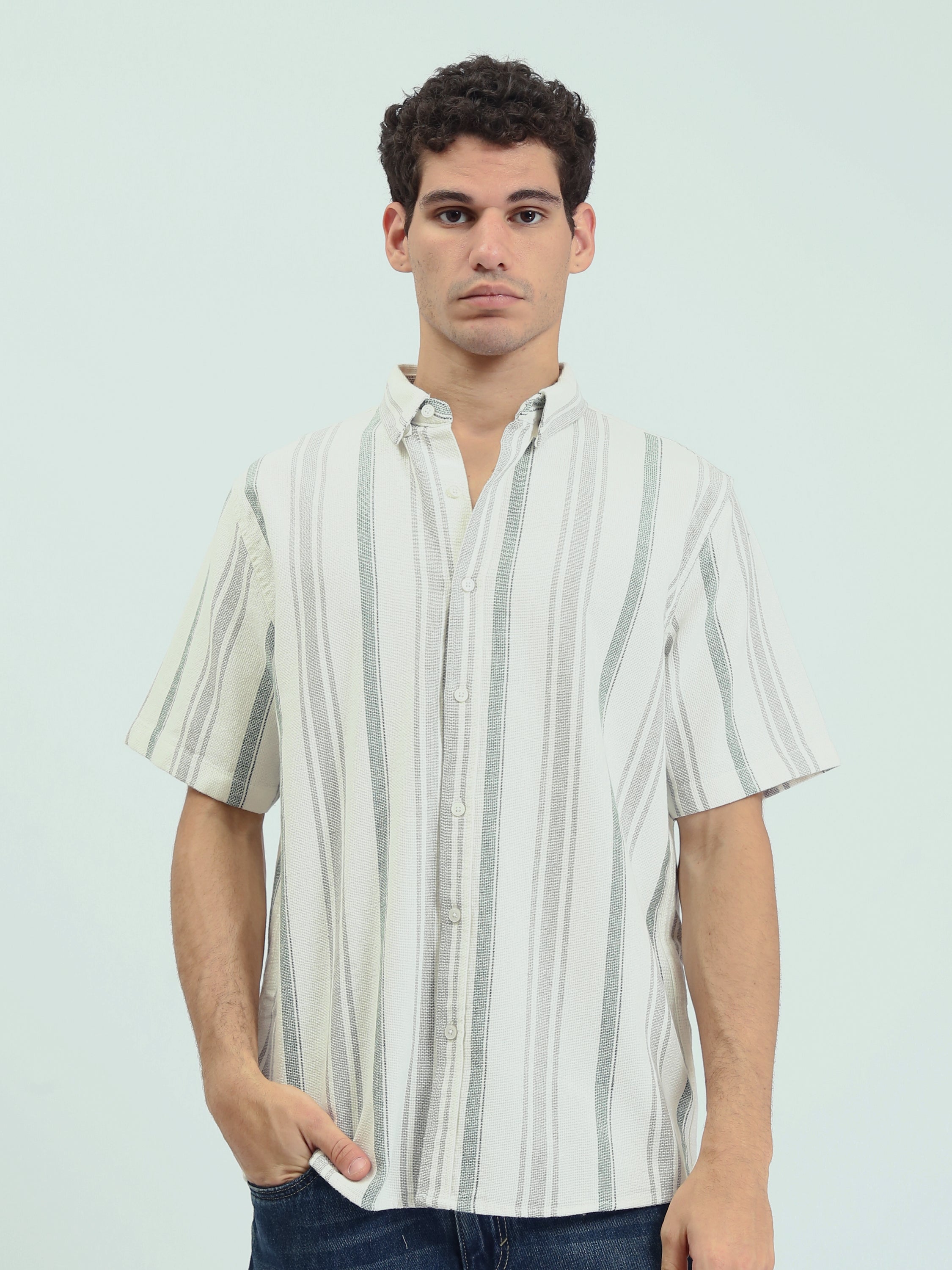Chemise Homme à Rayures Manches Courtes - SSH25SSCR16158TM1