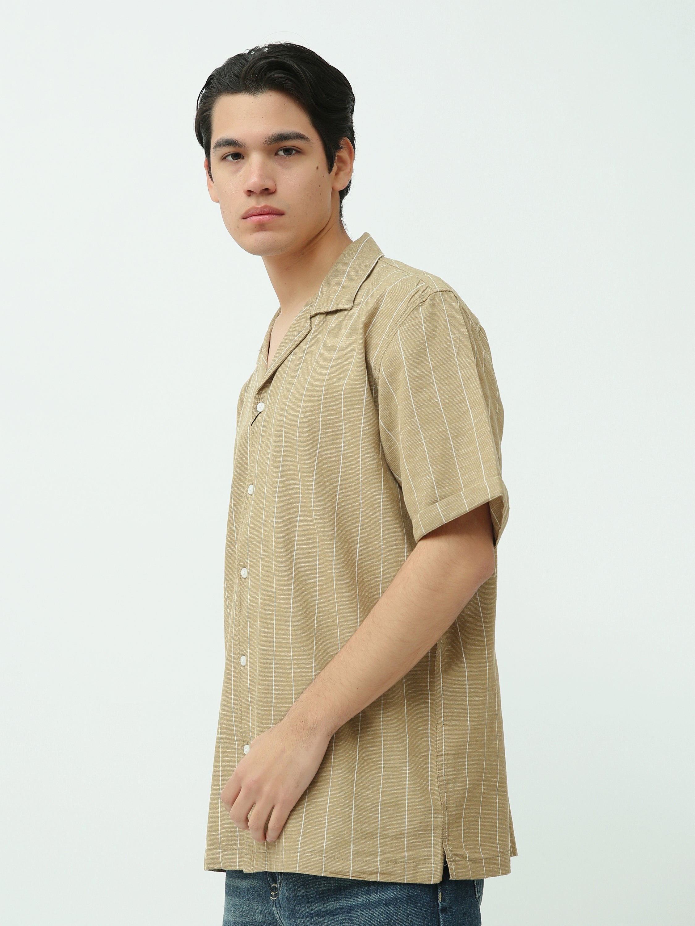 Chemise Homme à Rayures Fines dans des Tons Chauds – Design Élégant - SSH25SSIR16135TM1