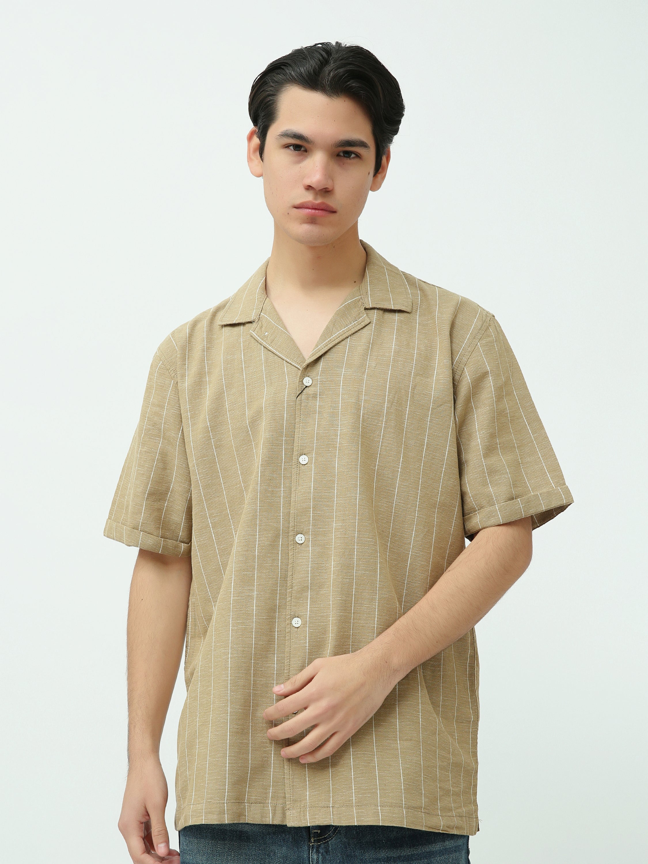 Chemise Homme à Rayures Fines dans des Tons Chauds – Design Élégant - SSH25SSIR16135TM1