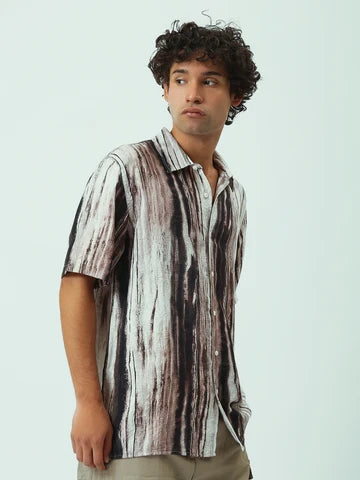 Chemise Homme Oversize Imprimée à Manches Courtes – Style Urbain - SSH25STIC16162TM1