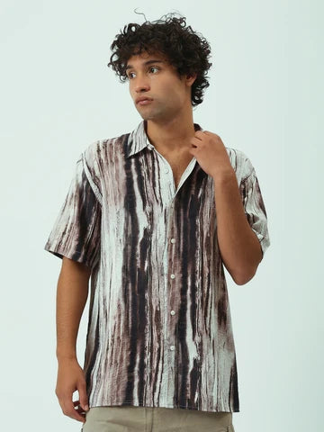 Chemise Homme Oversize Imprimée à Manches Courtes – Style Urbain - SSH25STIC16162TM1
