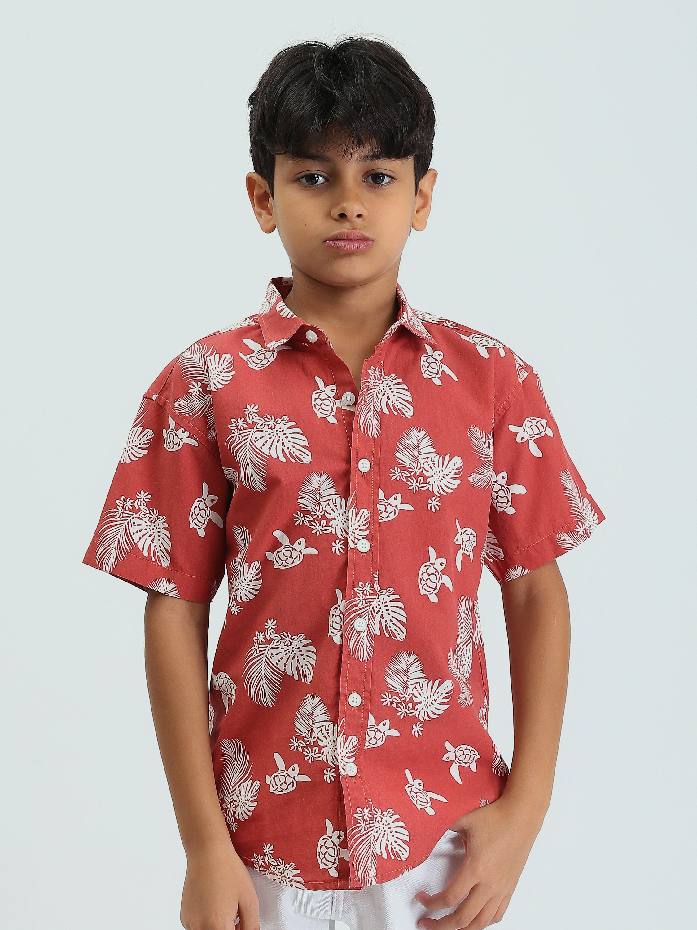 T-shirt pour enfants avec motifs tropicaux - SSH25SXER31150TB1