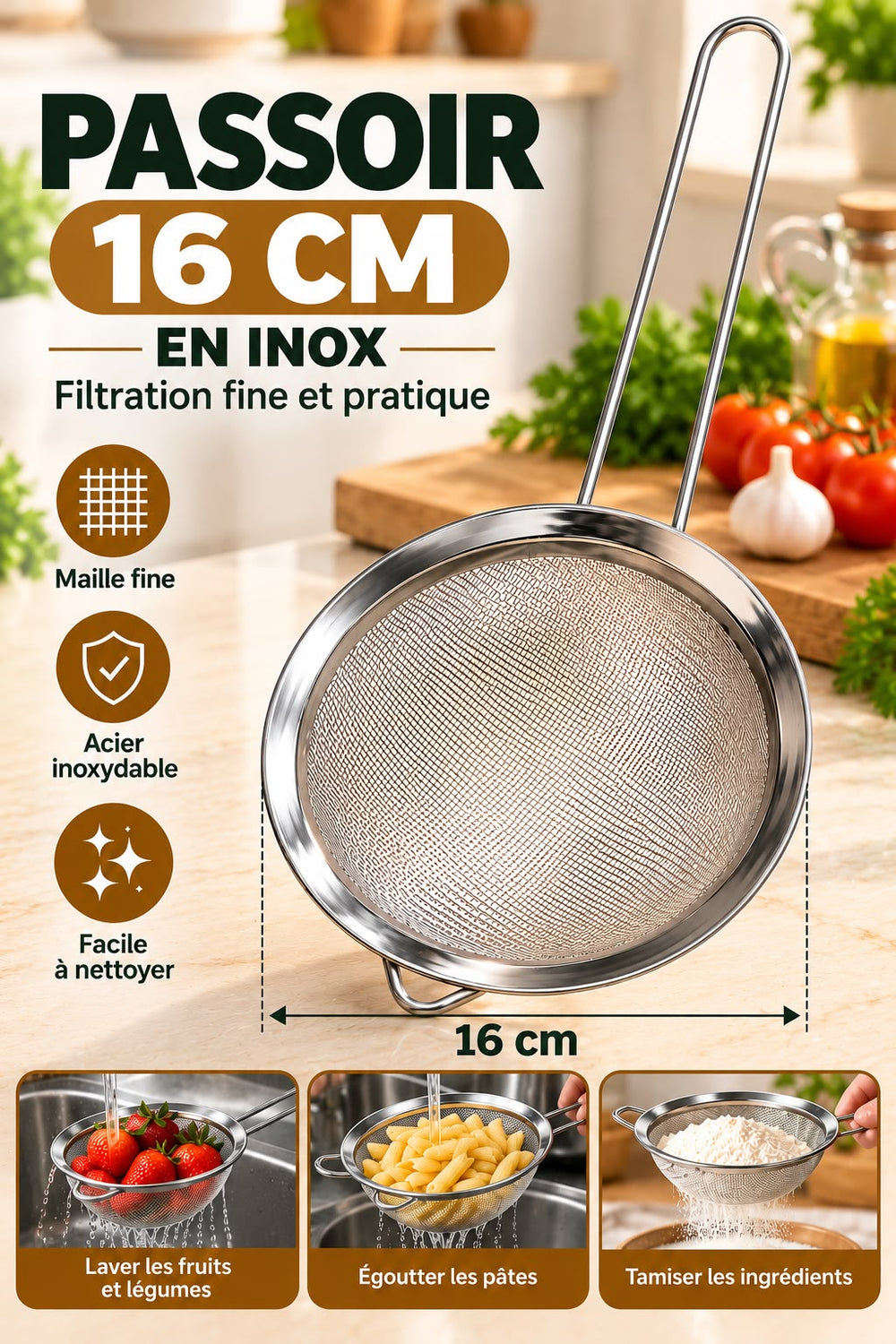 PASSOIR INOX 16CM