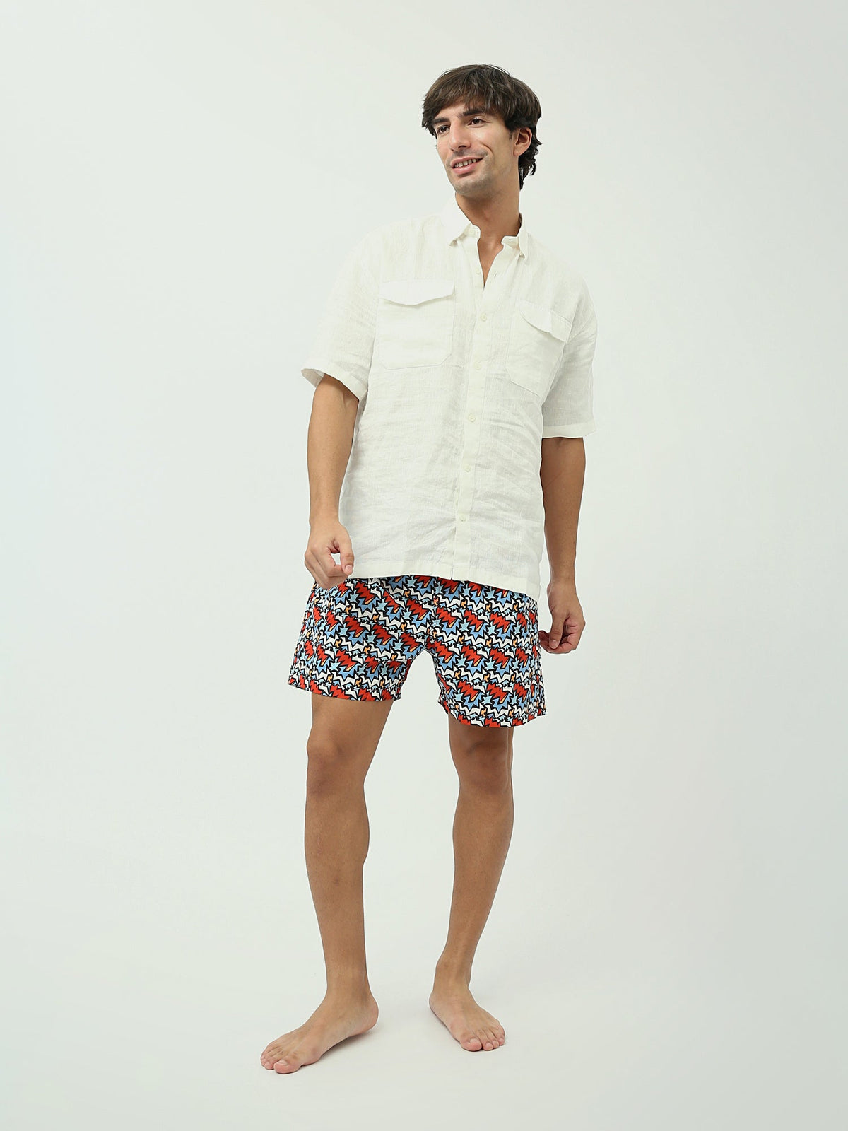 Short de bain pour homme décoré avec taille élastique - SWO24SSAE11397TM1