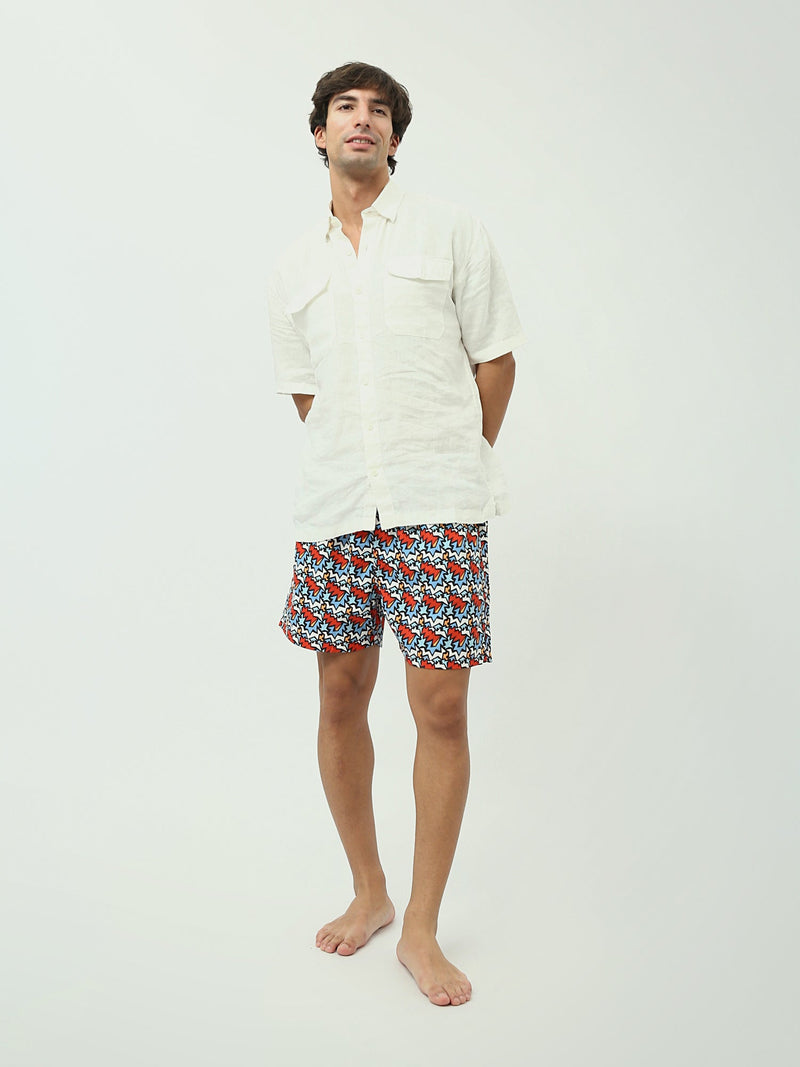 Short de bain pour homme décoré avec taille élastique - SWO24SSAE11397TM1