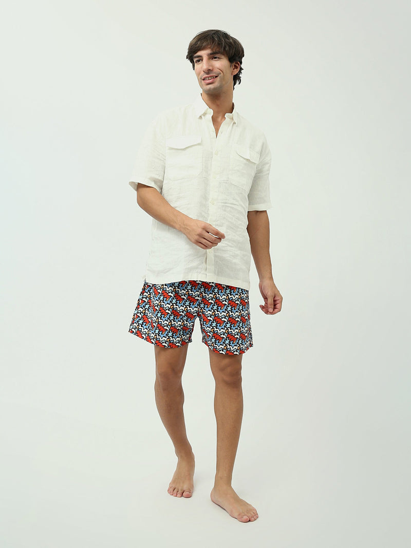 Short de bain pour homme décoré avec taille élastique - SWO24SSAE11397TM1