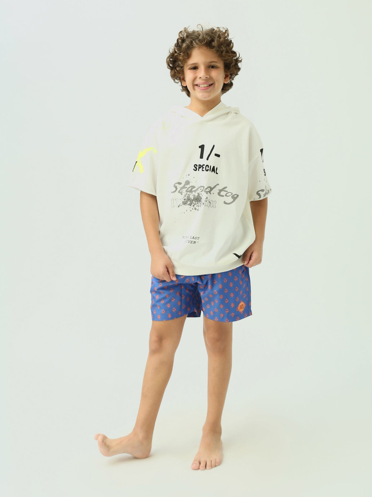 Short de bain pour enfants de couleur bleue avec un design unique - SWO24SSAE11398TB1