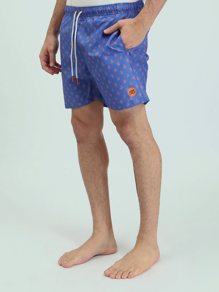 Short de Bain Homme Imprimé Bleu - SWO24SSAE11398TM1