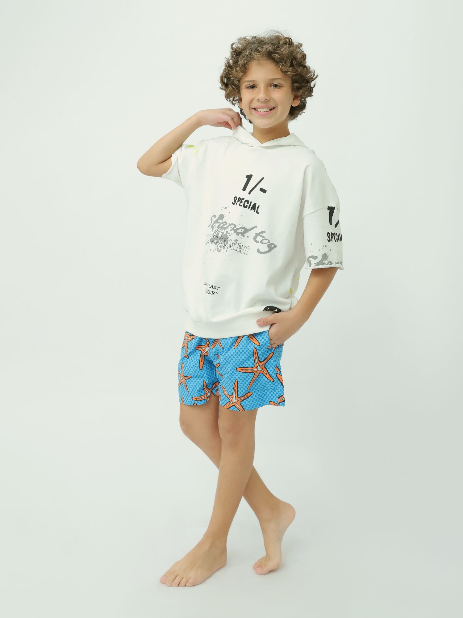 Short de bain pour enfants décoré d'étoiles de mer - SWO24SSAE11412TB1