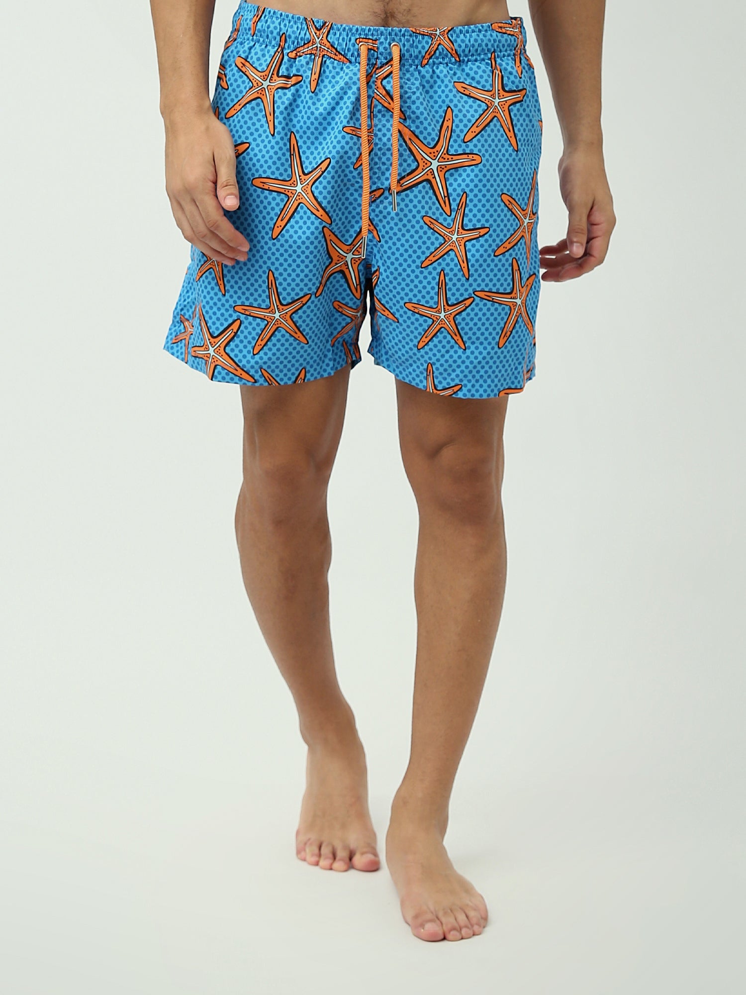 Short de bain pour homme avec couleurs vives et motif d'étoiles de mer – Idéal pour la baignade et la plage - SWO24SSAE11412TM1