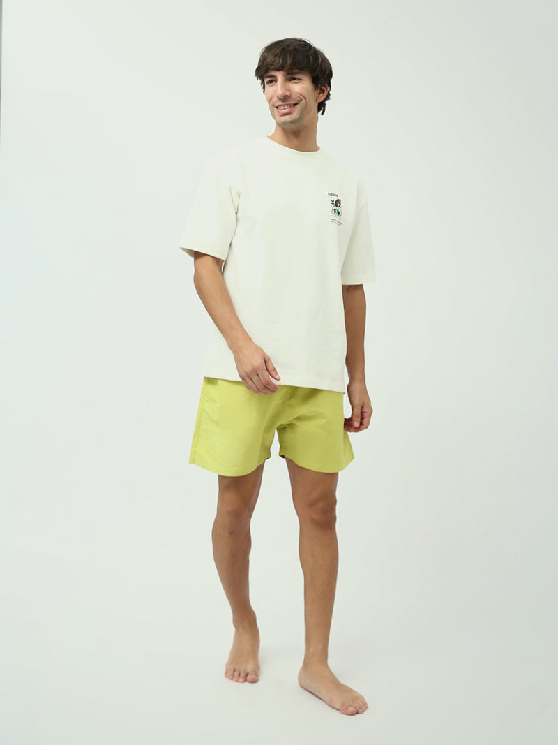Short de bain pour homme de couleur jaune avec taille élastique - SWO24SSAE11424TM1