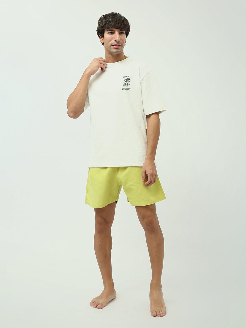 Short de bain pour homme de couleur jaune avec taille élastique - SWO24SSAE11424TM1