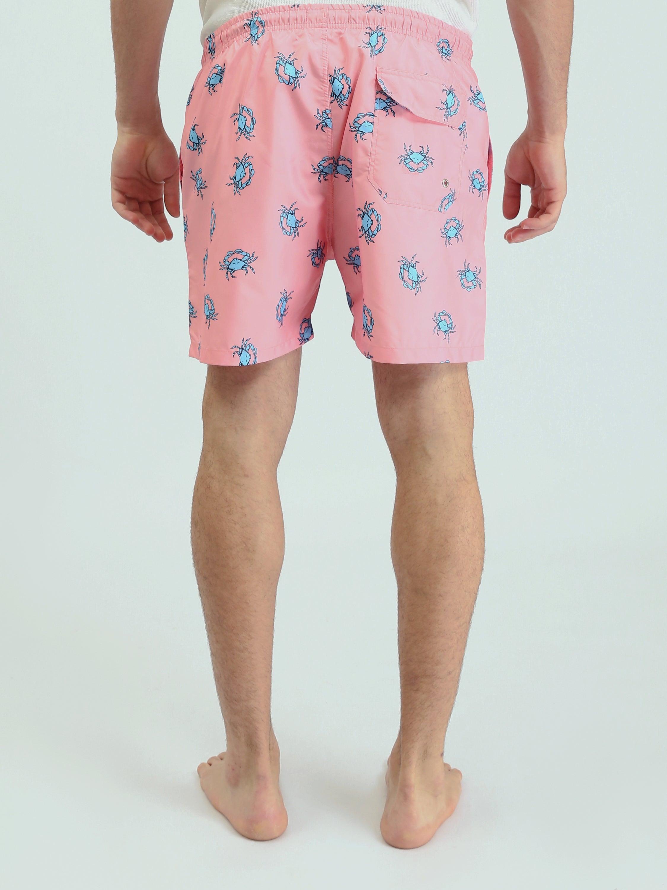 Short de Bain Homme Corail à Imprimé Crabe – Style Estival et Confortable - SWO24SSAE11429TM1