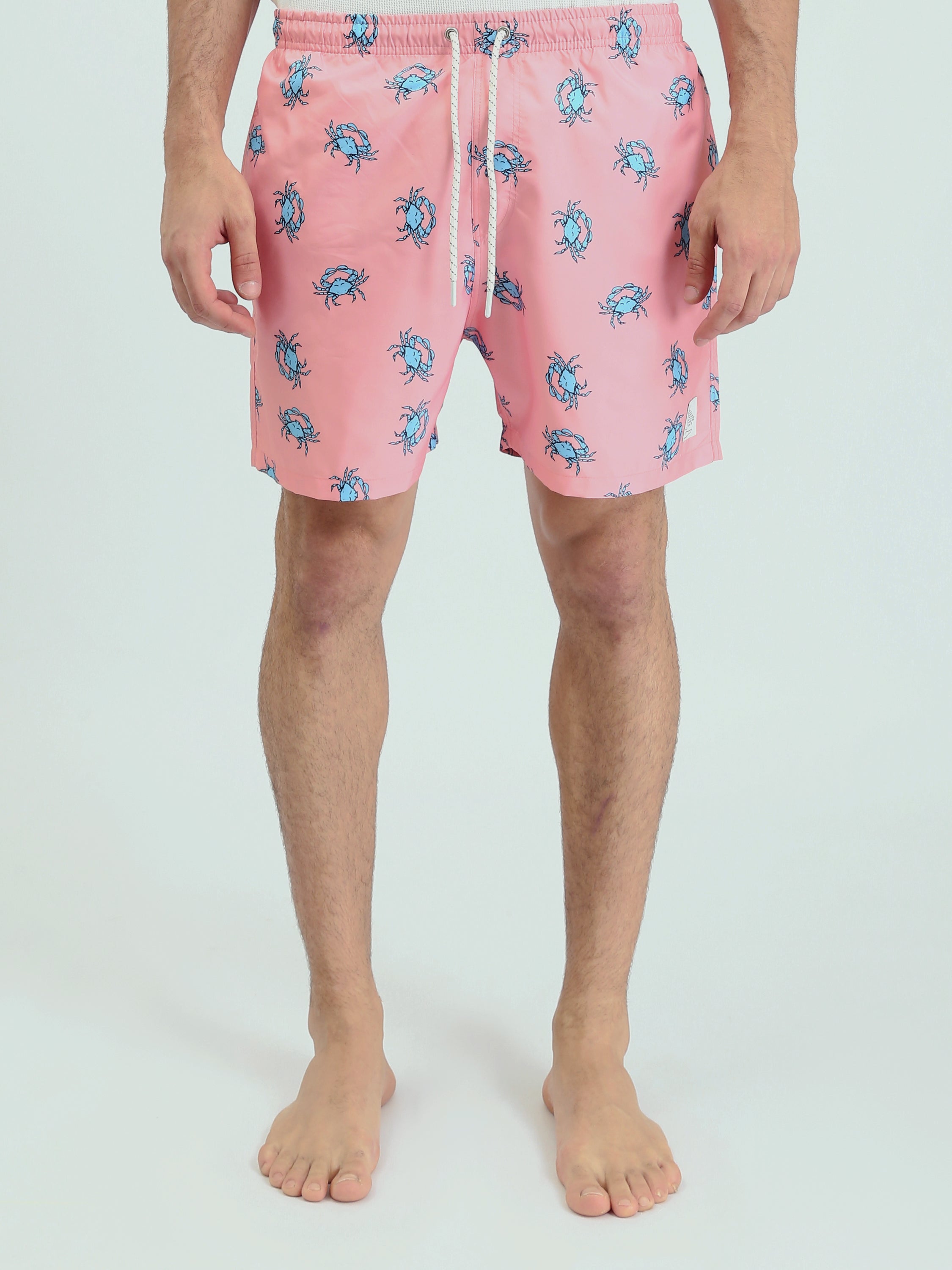 Short de Bain Homme Corail à Imprimé Crabe – Style Estival et Confortable - SWO24SSAE11429TM1