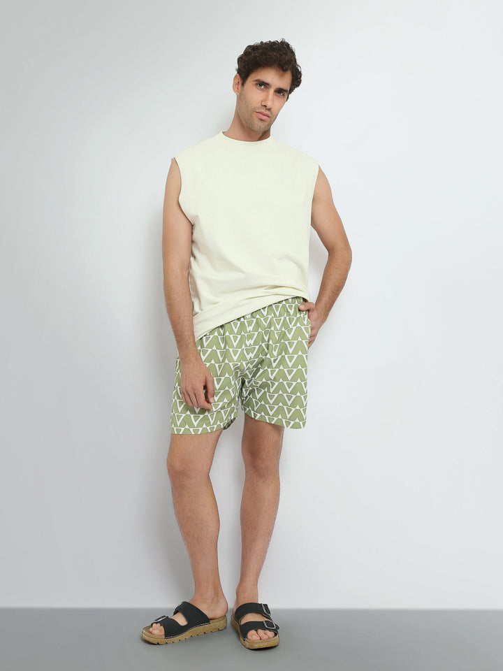 Short Homme à Motif Géométrique – Style Casual Estival - SWO25SSAE11433TM1