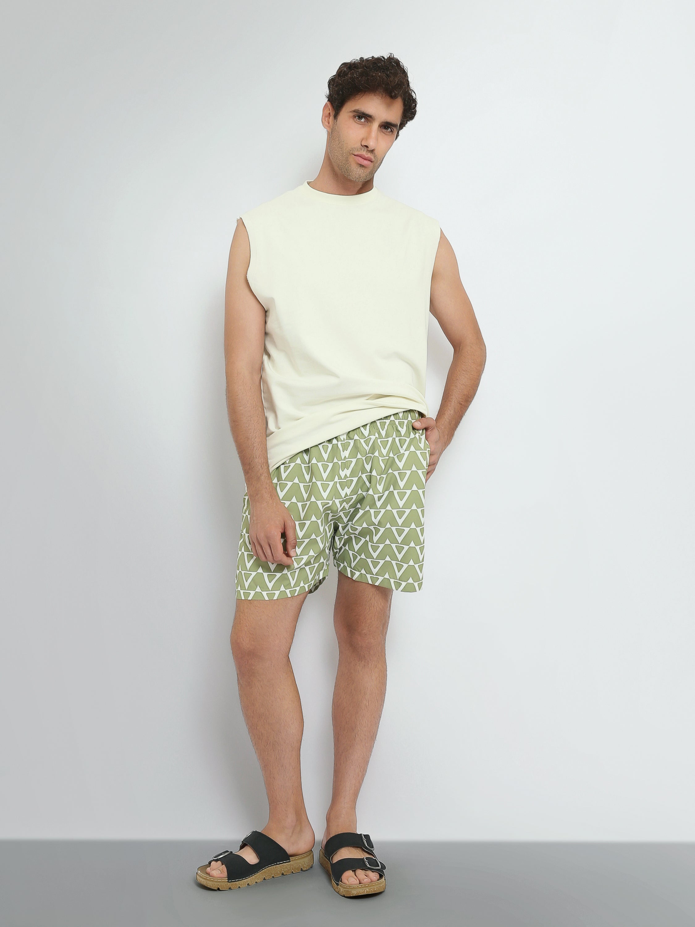Short Homme à Motif Géométrique – Style Casual Estival - SWO25SSAE11433TM1
