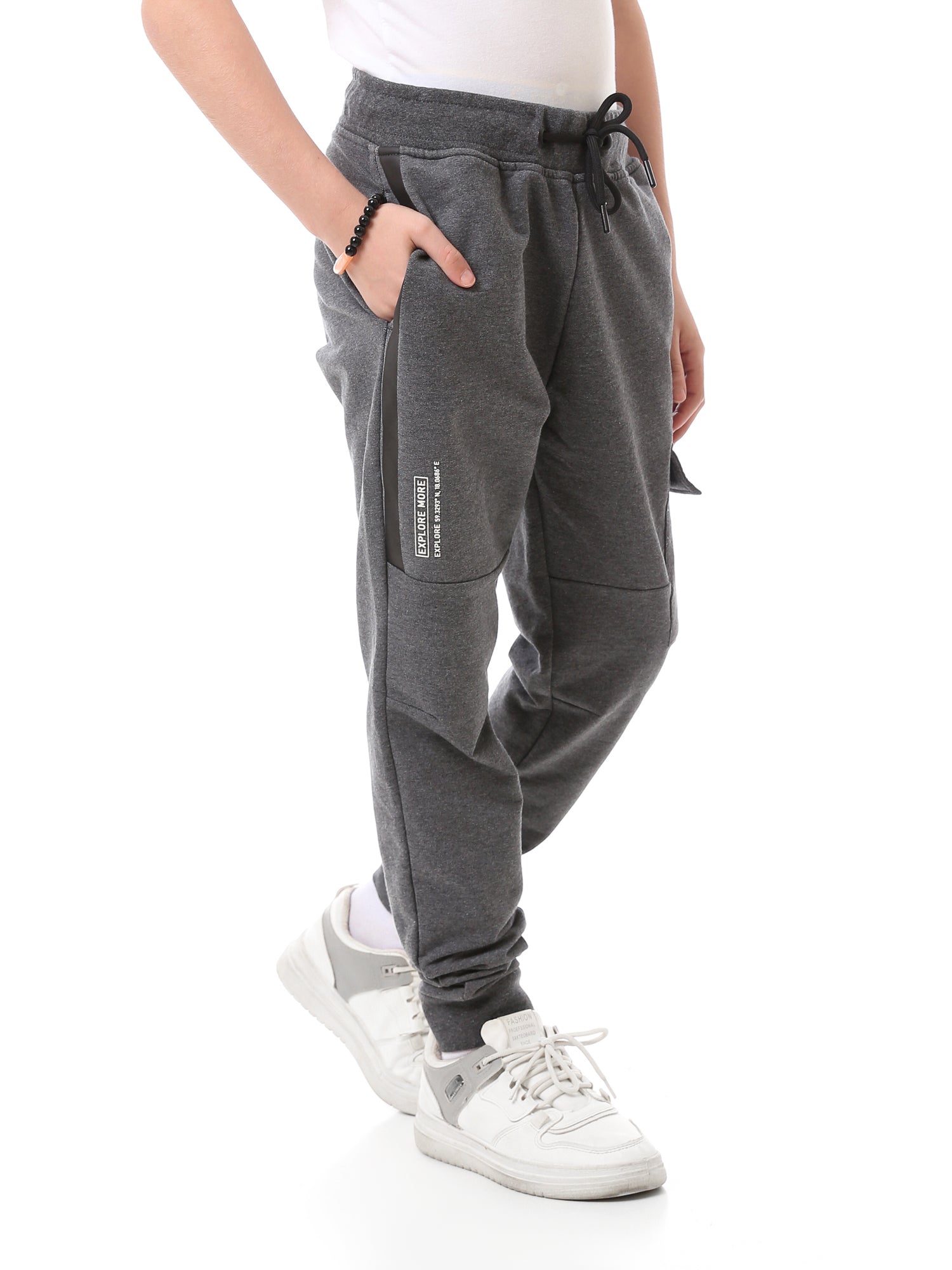 Pantalon de sport pour garçon en couleur charbon avec poches latérales - SWP23SEPL24576TB1