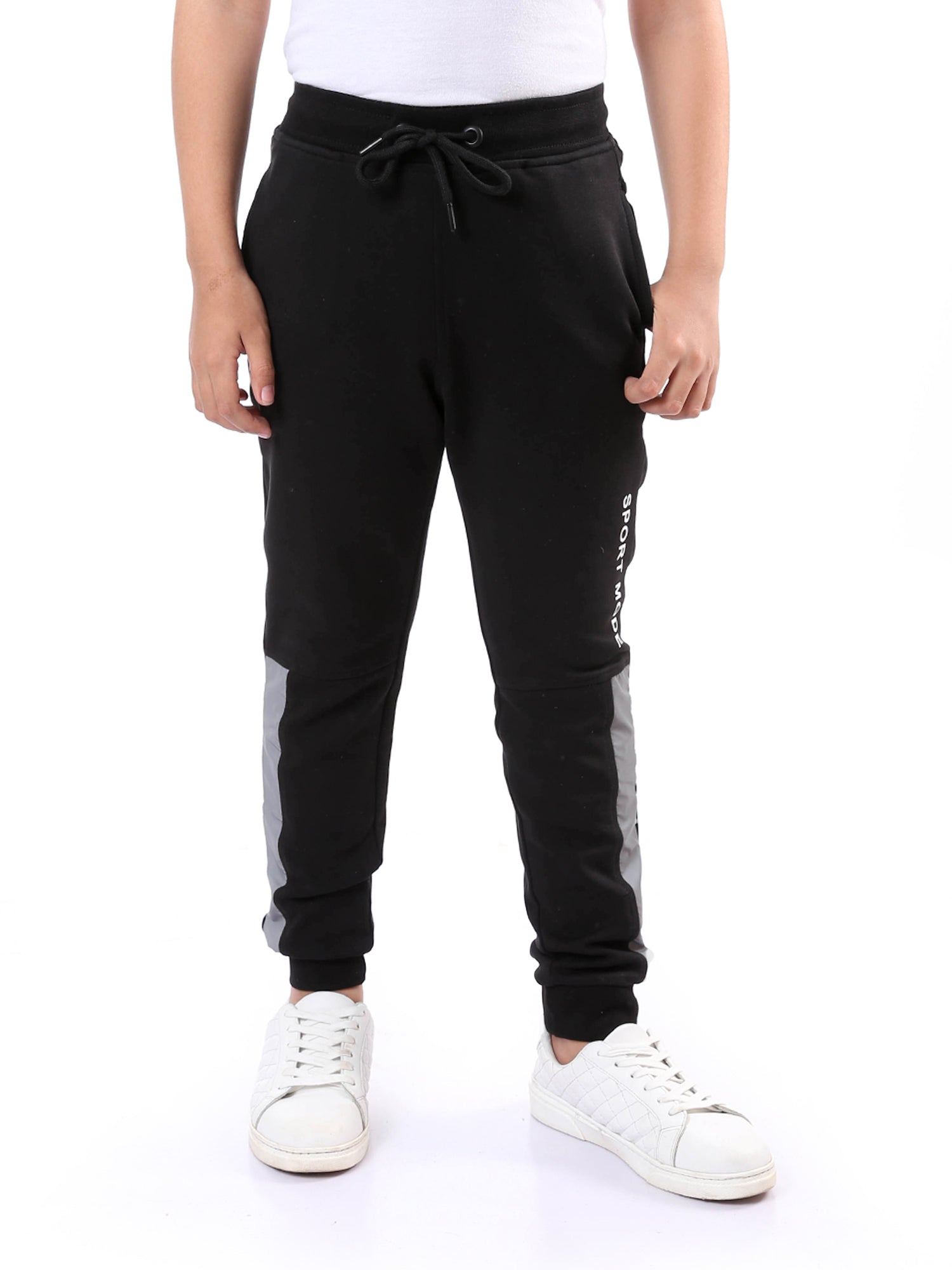 Pantalon de sport noir pour garçons en tissu confortable - SWP23WSNS31388TB1