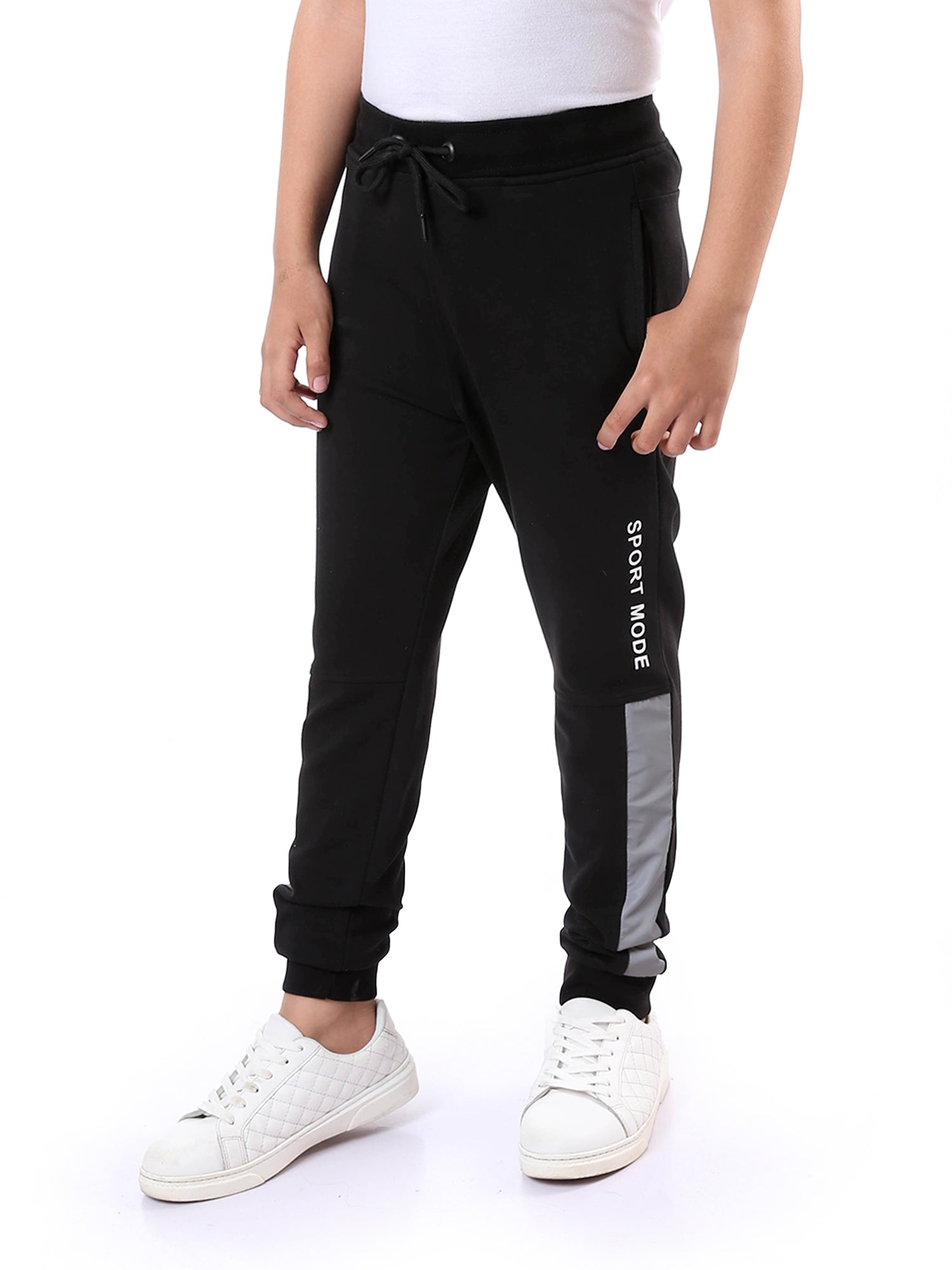 Pantalon de sport noir pour garçons en tissu confortable - SWP23WSNS31388TB1