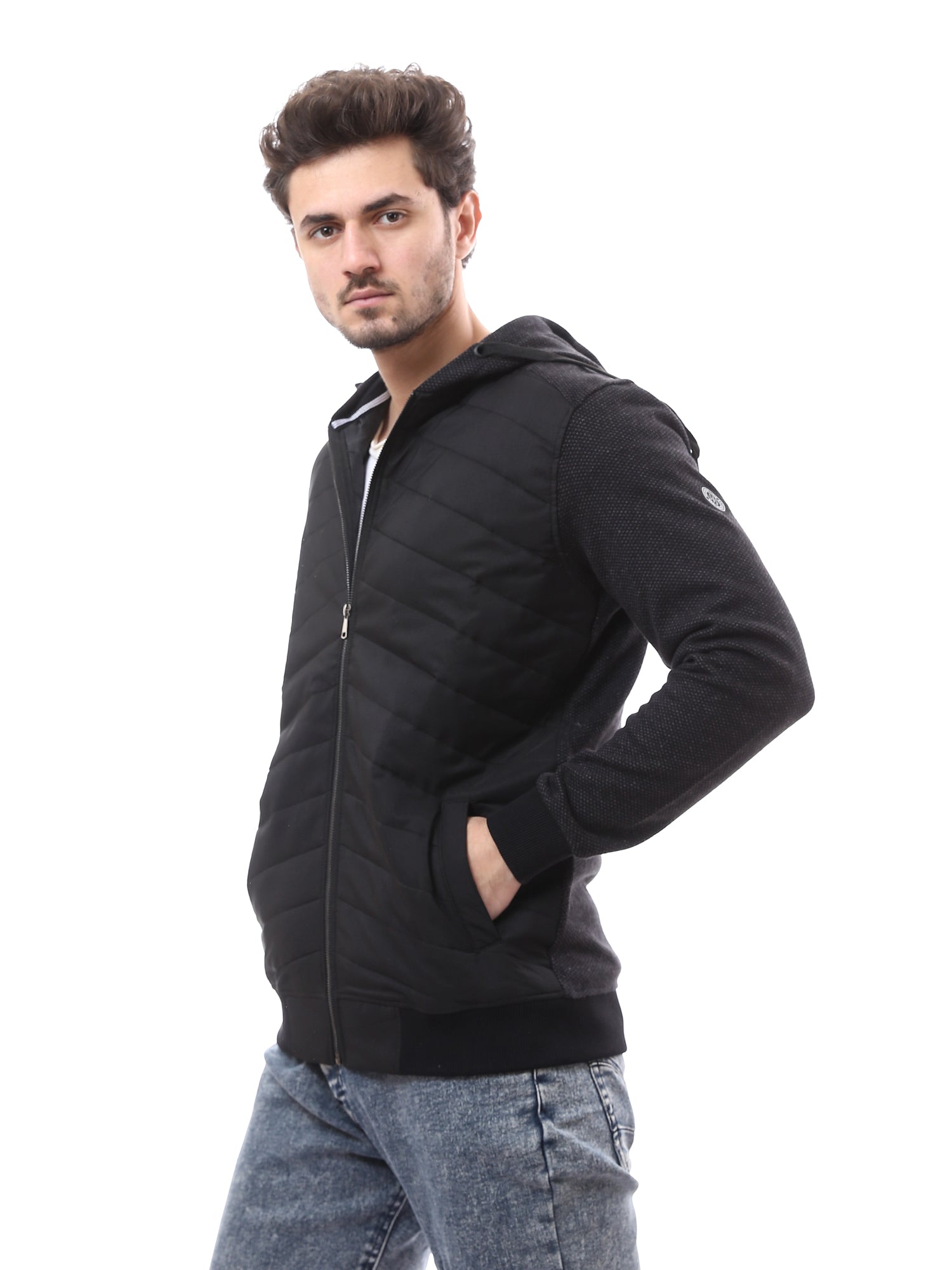 Sweatshirt pour homme doublé avec fermeture éclair et capuche – SWS23WCOT26800TM1