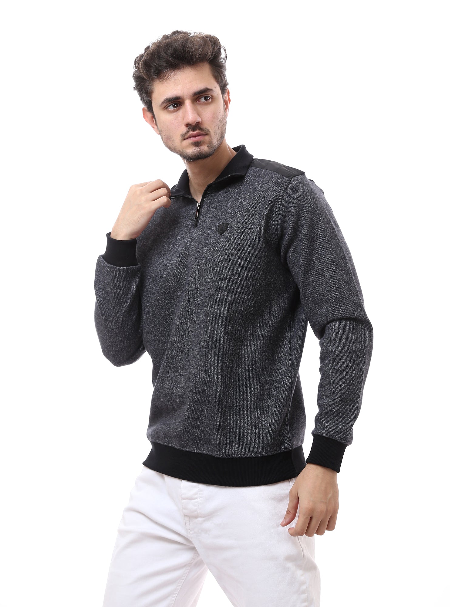 Sweat-shirt homme à demi-zip en gris foncé, au design élégant et confortable – SWS23WCOT26807TM1