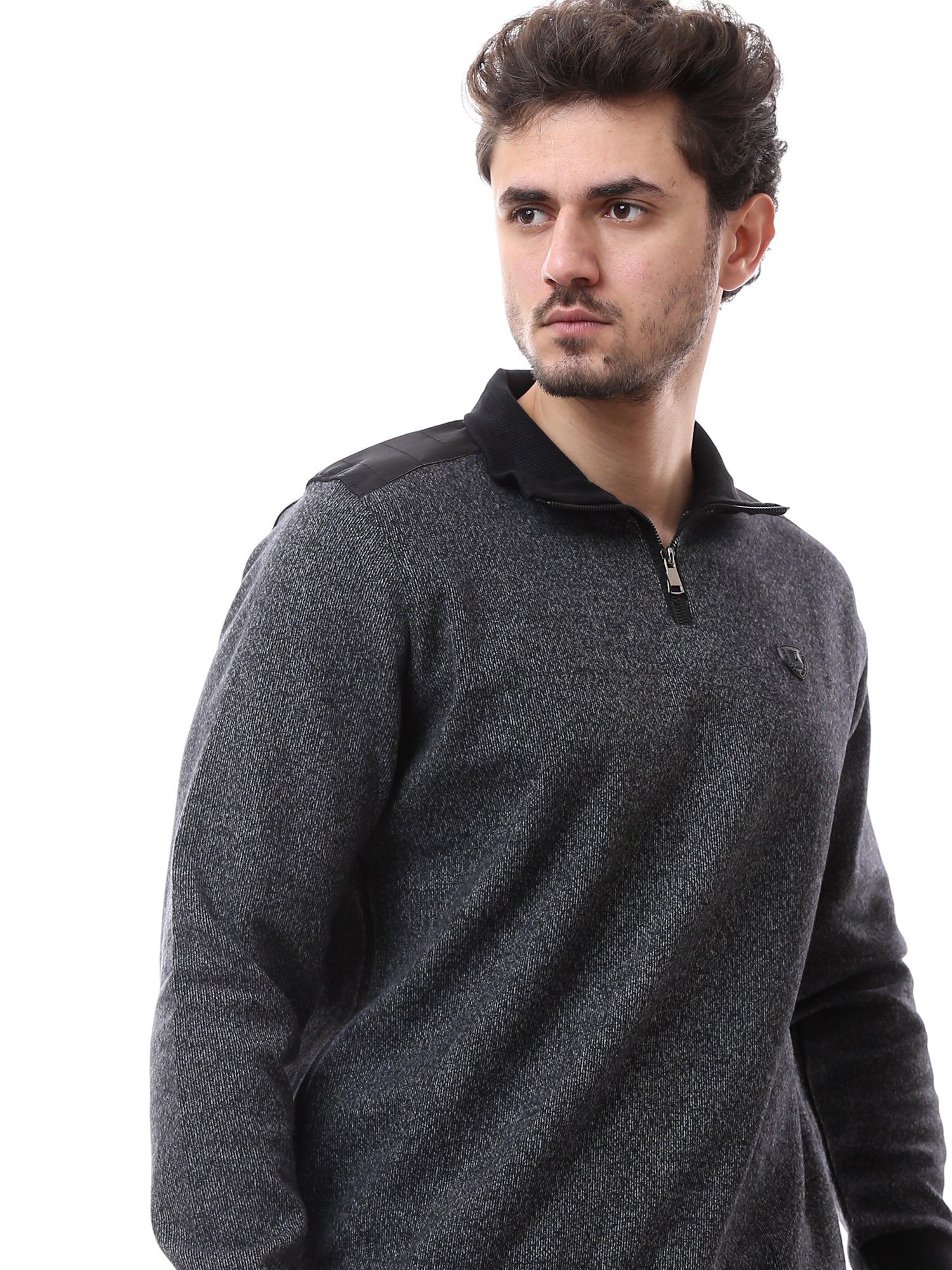 Sweat-shirt homme à demi-zip de couleur gris foncé au design élégant et confortable – SWS23WCOT26807TM1