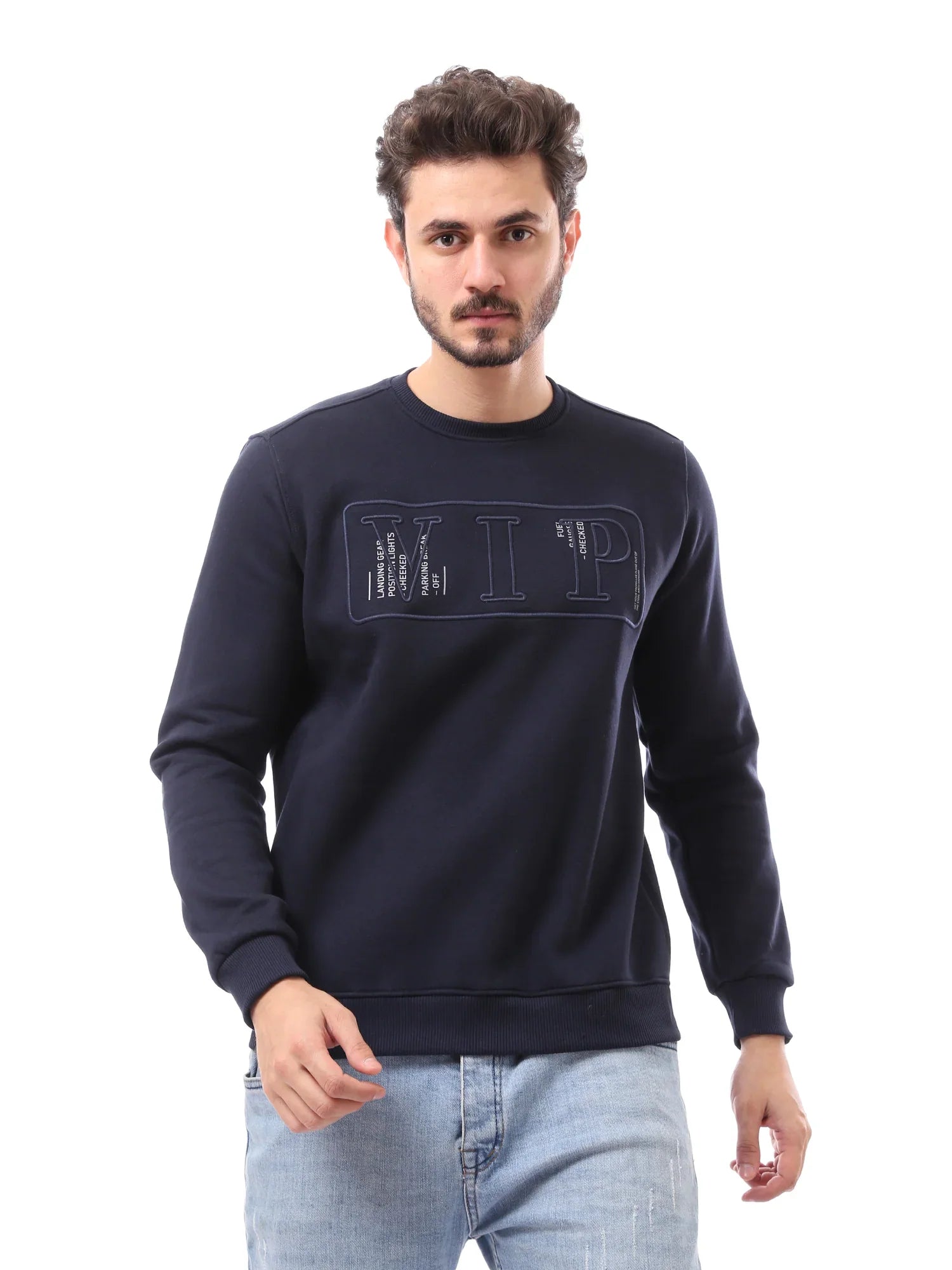 Sweatshirt pour homme décoré avec impression "VIP" – Design moderne et élégant - SWS23WMIL26738TM1